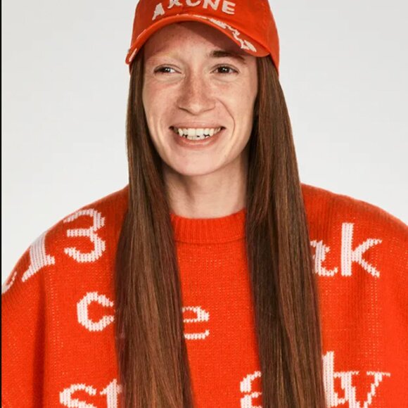 Like new Rare Acne Studios Orange Crewneck Designer Wool Sweater - Picture 7 of 7